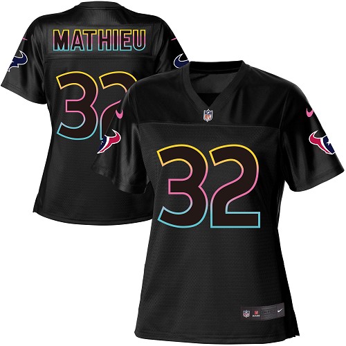 Nike Texans #32 Tyrann Mathieu Black Women's NFL Fashion Game Jersey